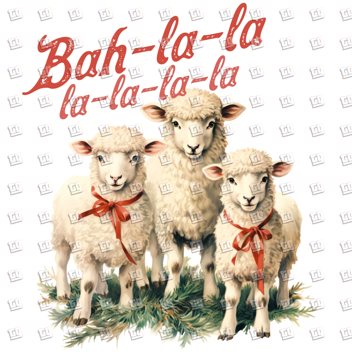 Bah-la-la-la-la-la-la (Christmas Lambs Farm) - Holidays - DTF Transfer