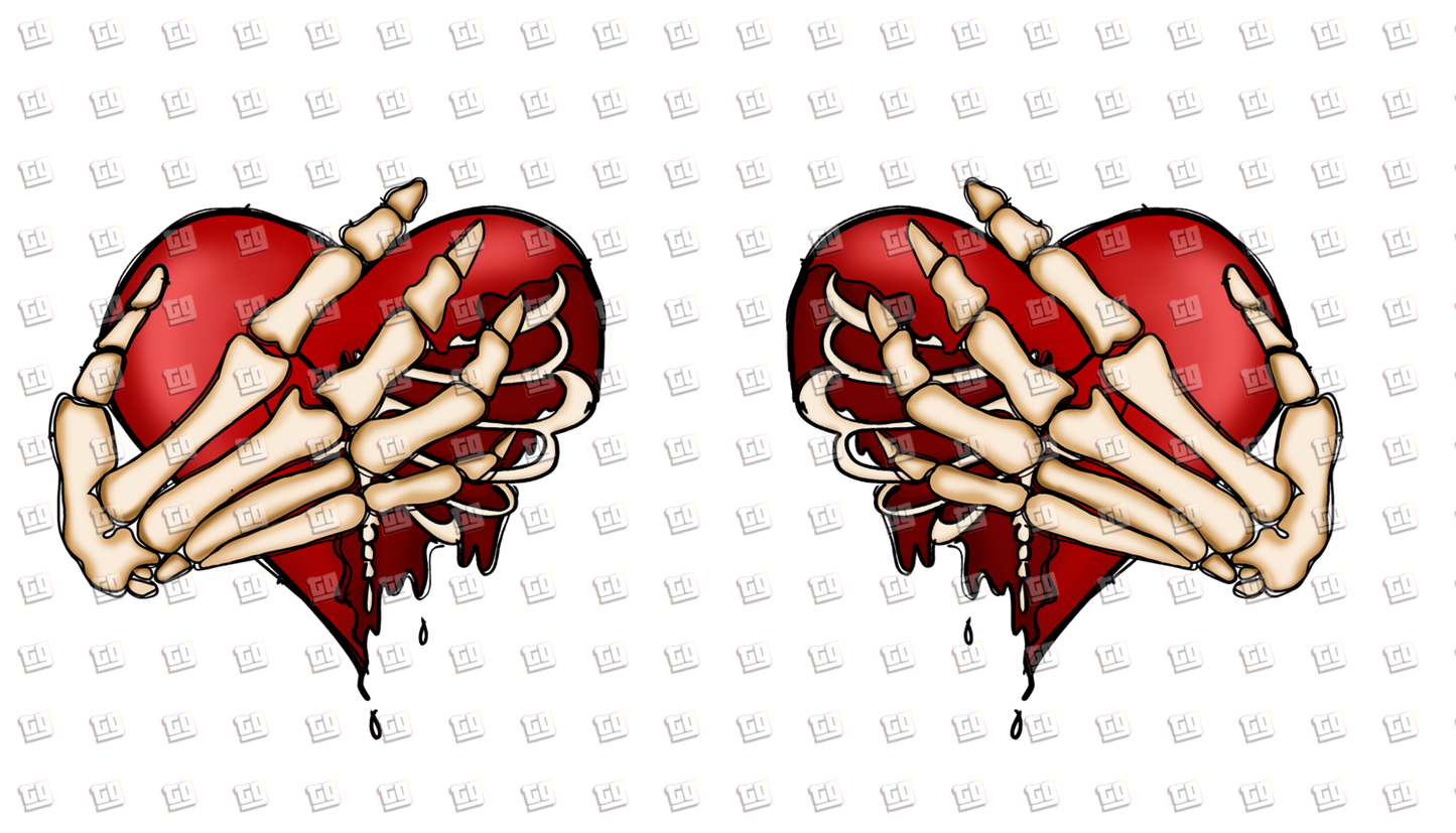 Skeleton Hands Holding Hearts With Rib Cage - Valentines - DTF Transfer