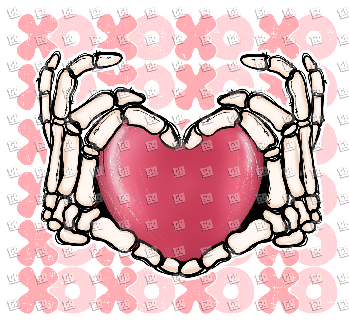 XOXO Skeleton Hands Making a Heart - Valentines - DTF Transfer