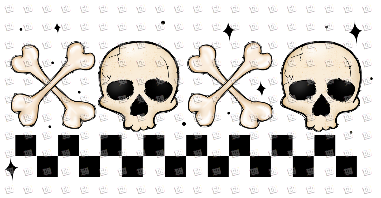 Skeleton Cross Bones Checkerboard - Valentines - DTF Transfer