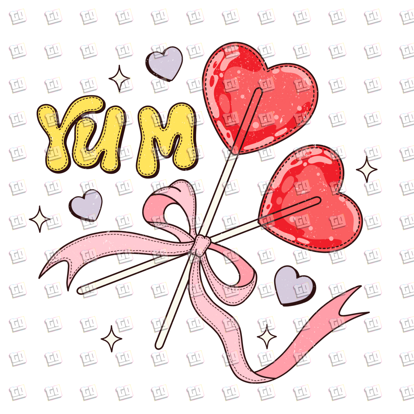 Yum Heart Lollipops - Valentines - DTF Transfer