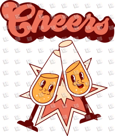 Retro Cheers Glasses Toast - New Years - DTF Transfer