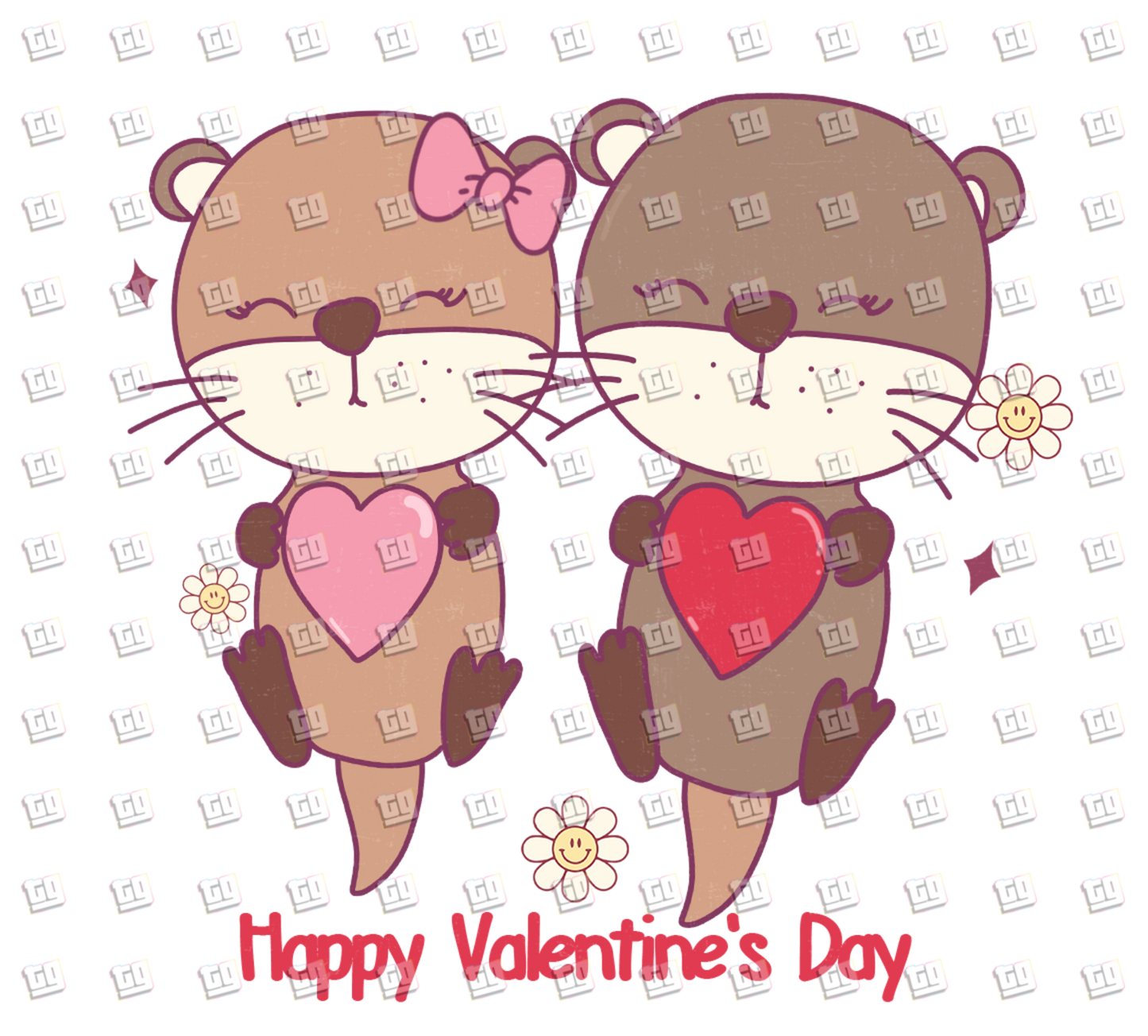 Happy Valentine's Day Otters - Valentines - DTF Transfer