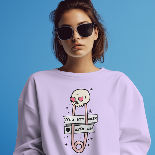 You Are Safe With Me (Skeleton Safety Pin) - Valentines - DTF Transfer