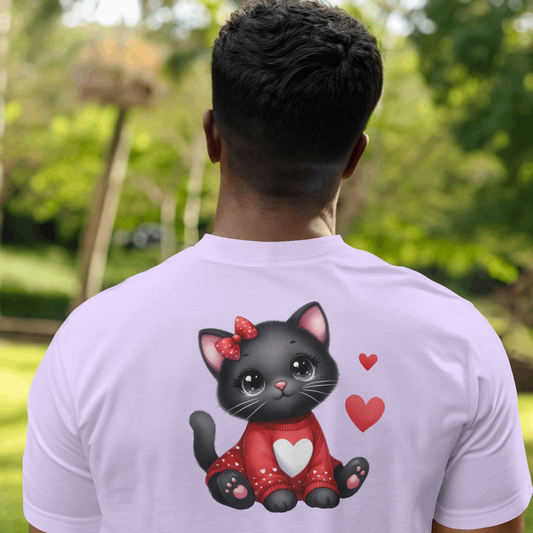 Black Cat With Bow And Sweater - Valentines - DTF Transfer