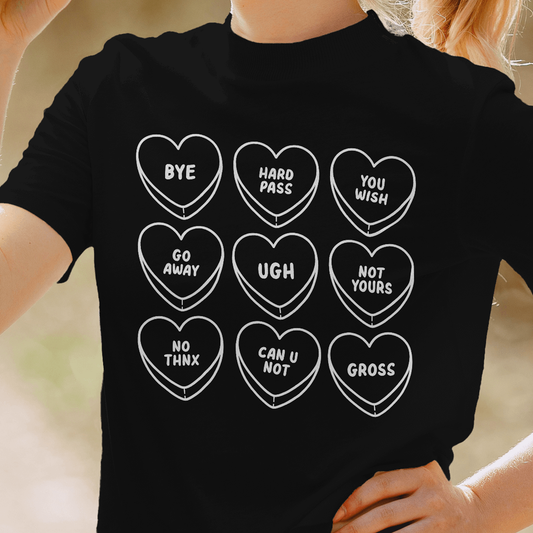 Anti-Valentine Club Hearts White Outline - Valentines - DTF Transfer